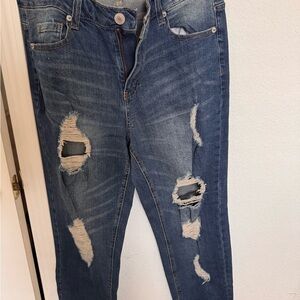 Forever 21 Blue Boyfriend Jeans with Distressed Details